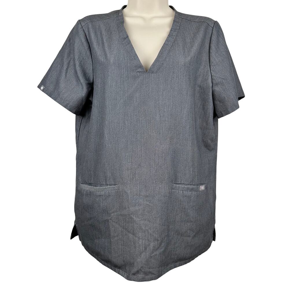 FIGS Technical Collection Casma 3 Pocket Scrub Top Gray V-Neck Med Nurse Medical